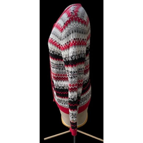 Crystal Kobe Classic Cardigan RedBlack/Gray Size M Ski Vacation Holidays - Picture 6 of 9